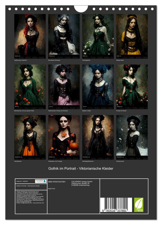 Produktbild: Gothik im Portrait - Viktorianische Kleider (Wandkalender 2026 DIN A4 hoch), CALVENDO Monatskalender