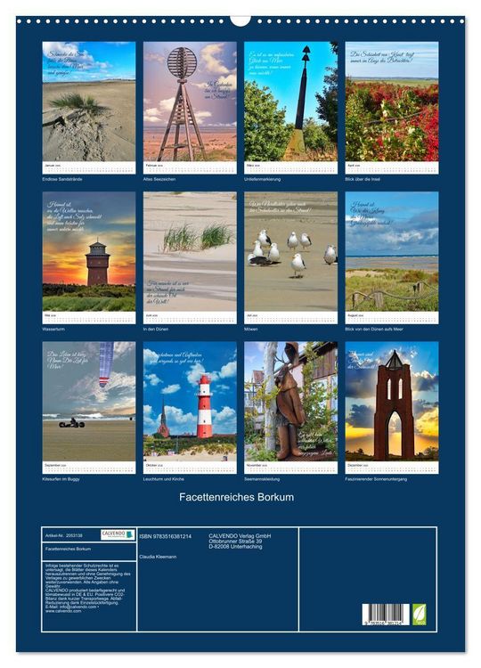 Produktbild: Facettenreiches Borkum (Wandkalender 2026 DIN A2 hoch), CALVENDO Monatskalender