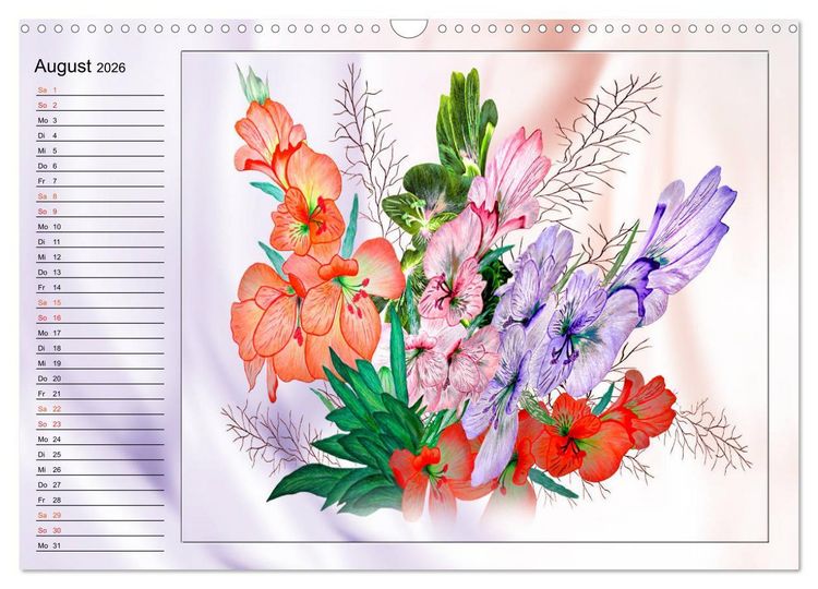 Produktbild: Blumen-Zeichnungen (Wandkalender 2026 DIN A3 quer), CALVENDO Monatskalender