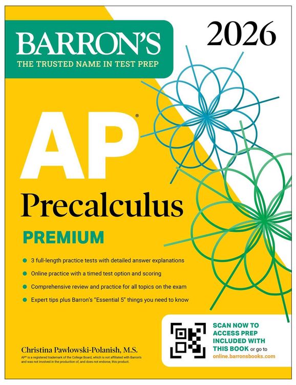 Produktbild: AP Precalculus Premium, 2026: Prep Book with 3 Practice Tests + Comprehensive Review + Online Practice