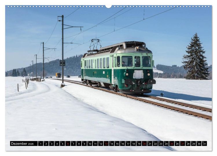 Produktbild: Eisenbahn-Nostalgie - Oldtimer auf Schweizer Schienen (Wandkalender 2026 DIN A2 quer), CALVENDO Monatskalender