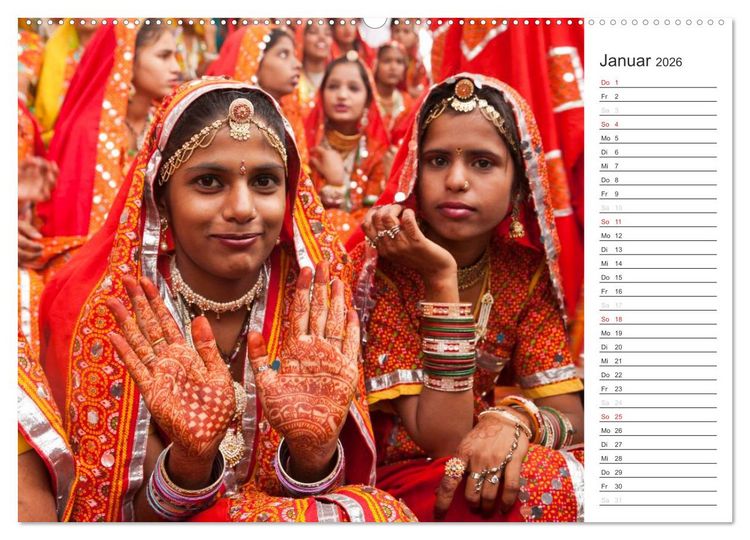 Produktbild: Farbenfrohes aus Indien (hochwertiger Premium Wandkalender 2026 DIN A2 quer), Kunstdruck in Hochglanz