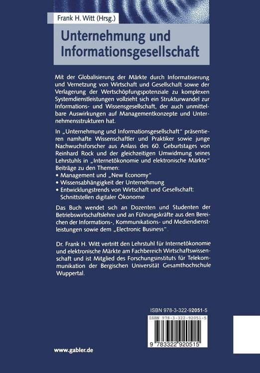 Produktbild: Unternehmung und Informationsgesellschaft
