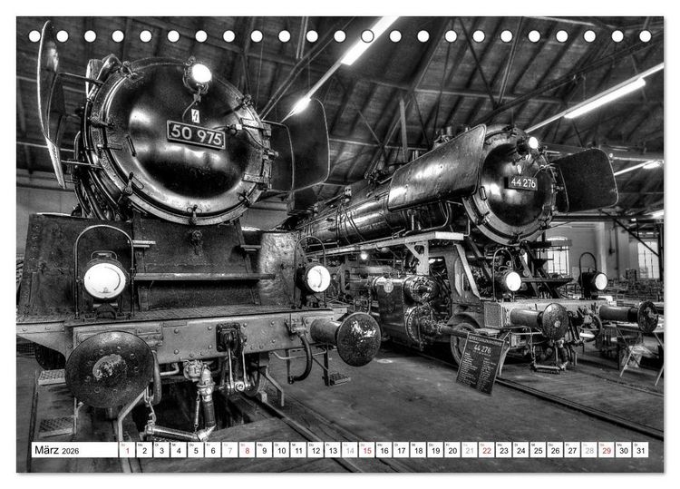 Produktbild: Unter Dampf - Eisenbahnromantik in schwarz-wei&szlig; (Tischkalender 2026 DIN A5 quer), CALVENDO Monatskalender