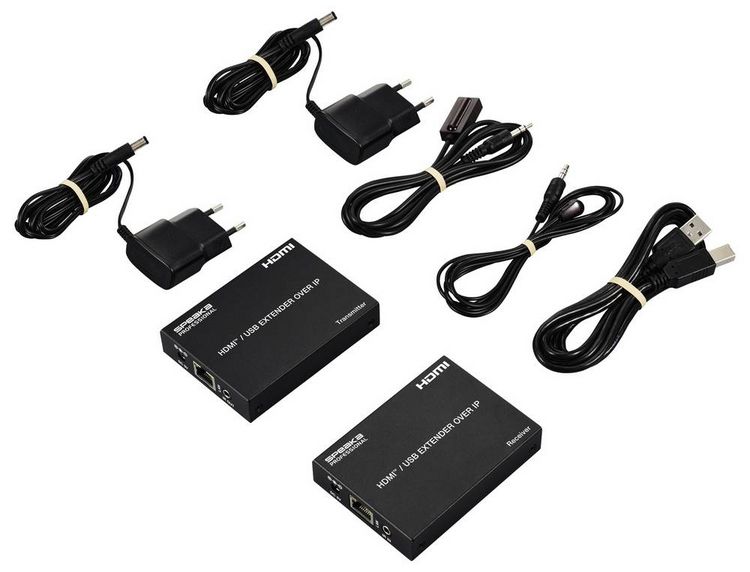 Produktbild: SpeaKa Professional SP-HDE-350 HDMI&reg; &uuml;ber Netzwerkkabel RJ45 KVM-Funktion (Tastatur, Bildschirm, Maus) 150 m