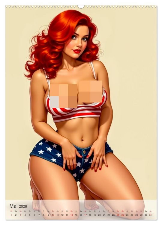 Produktbild: Pin-up Girls - Frech, Freiz&uuml;gig und Verf&uuml;hrerisch (Wandkalender 2026 DIN A2 hoch), CALVENDO Monatskalender