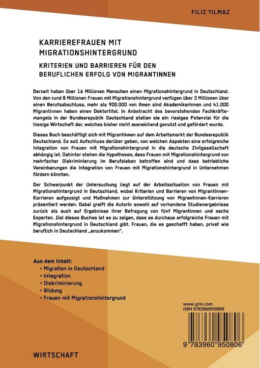 Produktbild: Karrierefrauen mit Migrationshintergrund. Kriterien und Barrieren f&uuml;r den beruflichen Erfolg von Migrantinnen