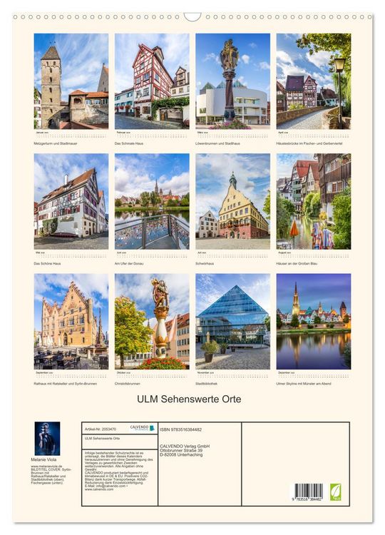Produktbild: ULM Sehenswerte Orte (Wandkalender 2026 DIN A2 hoch), CALVENDO Monatskalender