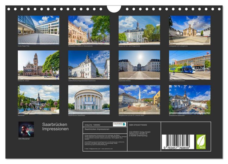 Produktbild: Saarbr&uuml;cken Impressionen (Wandkalender 2026 DIN A4 quer), CALVENDO Monatskalender