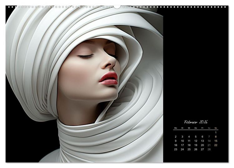 Produktbild: Haute Couture - Wei&szlig; trifft Schwarz (hochwertiger Premium Wandkalender 2026 DIN A2 quer), Kunstdruck in Hochglanz