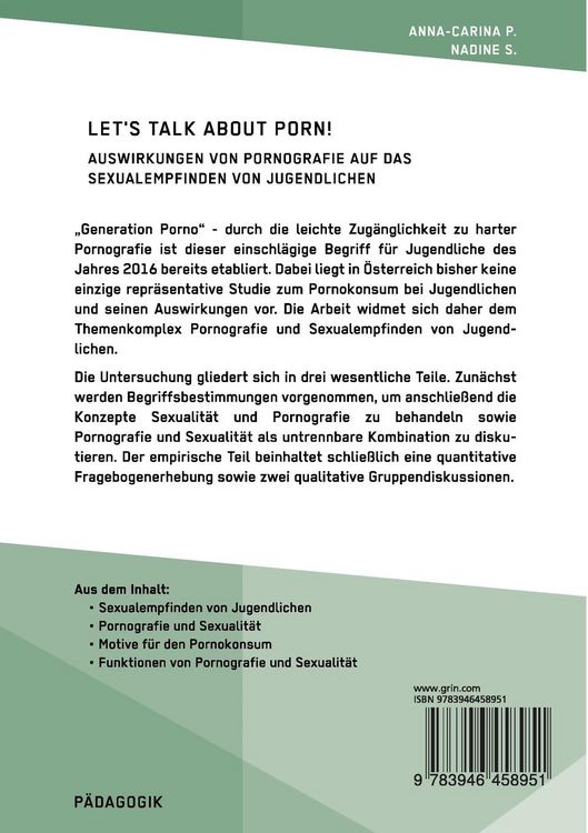 Produktbild: Let's talk about porn! Die Auswirkungen von Pornografie auf das Sexualempfinden von Jugendlichen