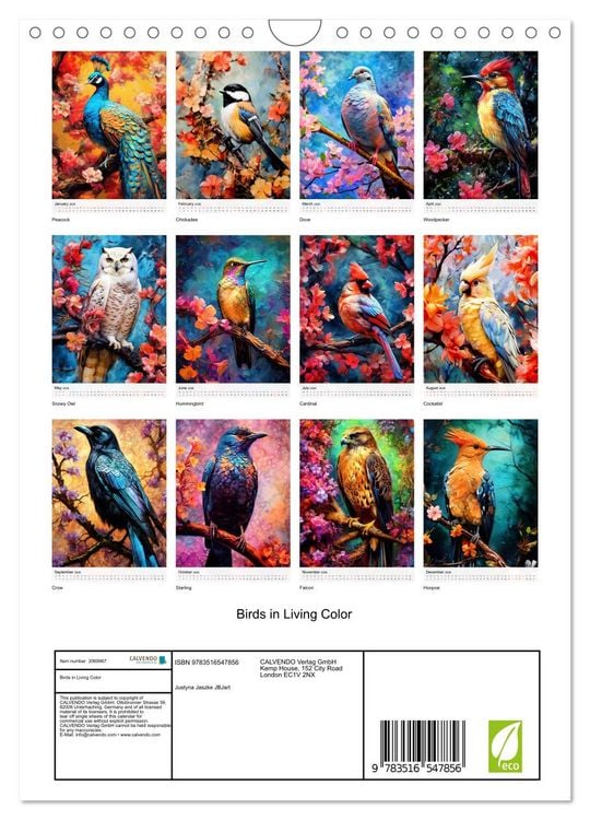 Produktbild: Birds in Living Color (Wall Calendar 2026 DIN A4 portrait), CALVENDO 12 Month Wall Calendar