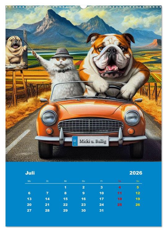 Produktbild: Abenteuer mit Micki und Bullig! (hochwertiger Premium Wandkalender 2026 DIN A2 hoch), Kunstdruck in Hochglanz