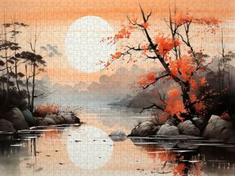 Produktbild: CALVENDO Puzzle Sonnenuntergang am See | 1000 Teile Lege-Gr&ouml;&szlig;e 64x48cm Foto-Puzzle f&uuml;r gl&uuml;ckliche Stunden