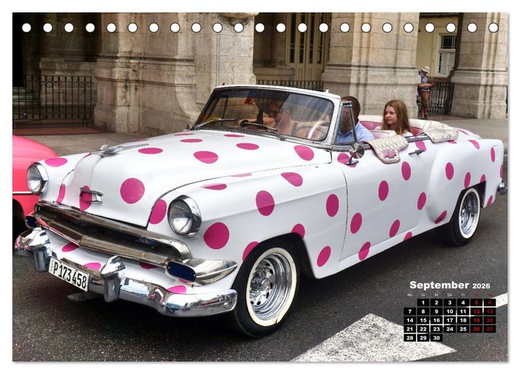 Produktbild: Bunte V&ouml;gel - Originelle Oldtimer in Havanna (Tischkalender 2026 DIN A5 quer), CALVENDO Monatskalender