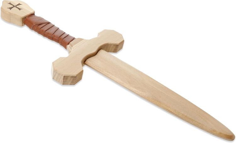 Produktbild: BestSaller 1014 - Templer-Dolch, Birke, 40cm, Holz-Dolch, Griff mit brauner Kunstlederwickelung