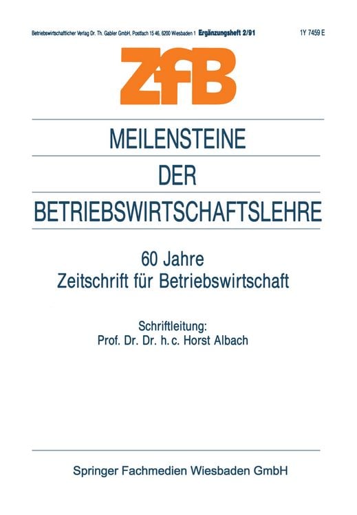 Produktbild: Meilensteine der Betriebswirtschaftslehre