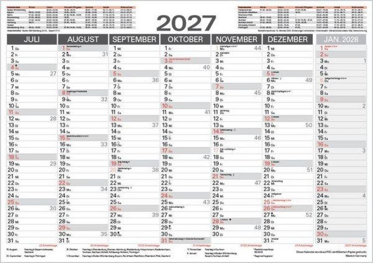 Produktbild: Tafelkalender A3 "Stabil" 2027
