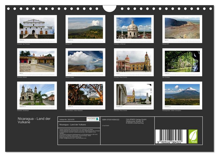 Produktbild: Nicaragua - Land der Vulkane (Wandkalender 2026 DIN A4 quer), CALVENDO Monatskalender