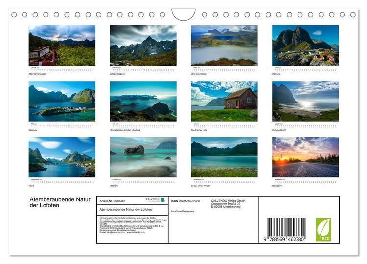 Produktbild: Atemberaubende Natur der Lofoten (Wandkalender 2027 DIN A4 quer), CALVENDO Monatskalender