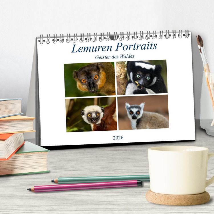 Produktbild: Lemuren Portraits (Tischkalender 2026 DIN A5 quer), CALVENDO Monatskalender