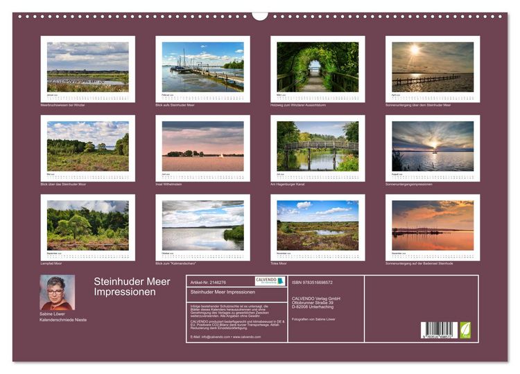 Produktbild: Steinhuder Meer Impressionen (Wandkalender 2026 DIN A2 quer), CALVENDO Monatskalender