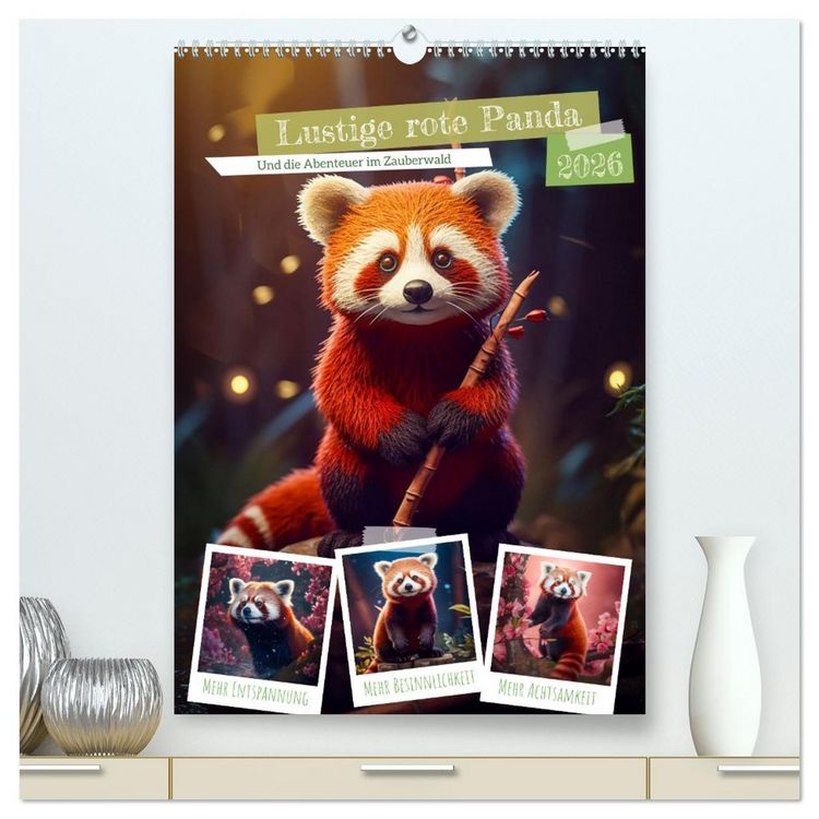 Produktbild: Lustige rote Panda (hochwertiger Premium Wandkalender 2026 DIN A2 hoch), Kunstdruck in Hochglanz
