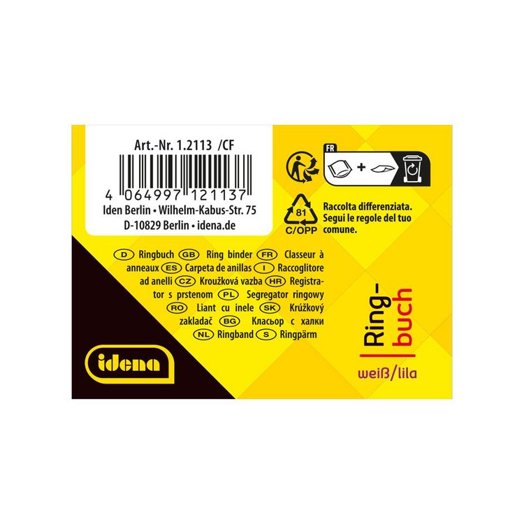 Produktbild: Idena Ringbuch PP Color Edition 2 Ringe 25mm wei&szlig;/lila DIN A4