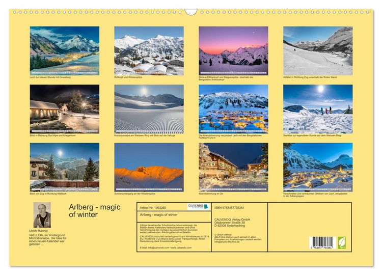 Produktbild: Arlberg - magic of winter (Wandkalender 2026 DIN A2 quer), CALVENDO Monatskalender