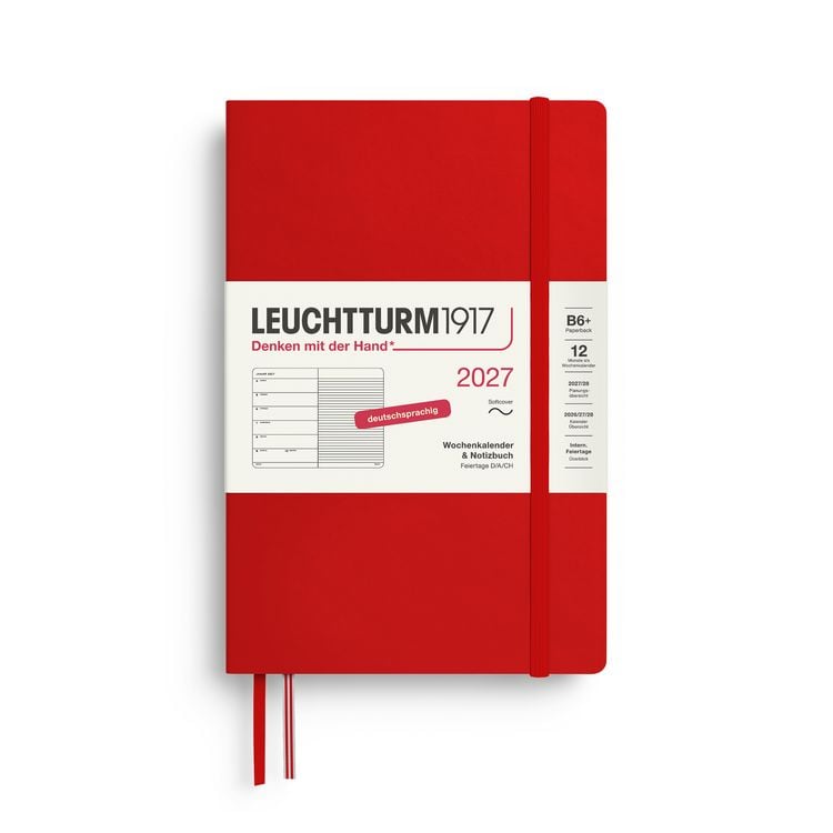 Produktbild: Wochenkalender & Notizbuch Paperback (B6+) 2027, Softcover, Cherry, Deutsch