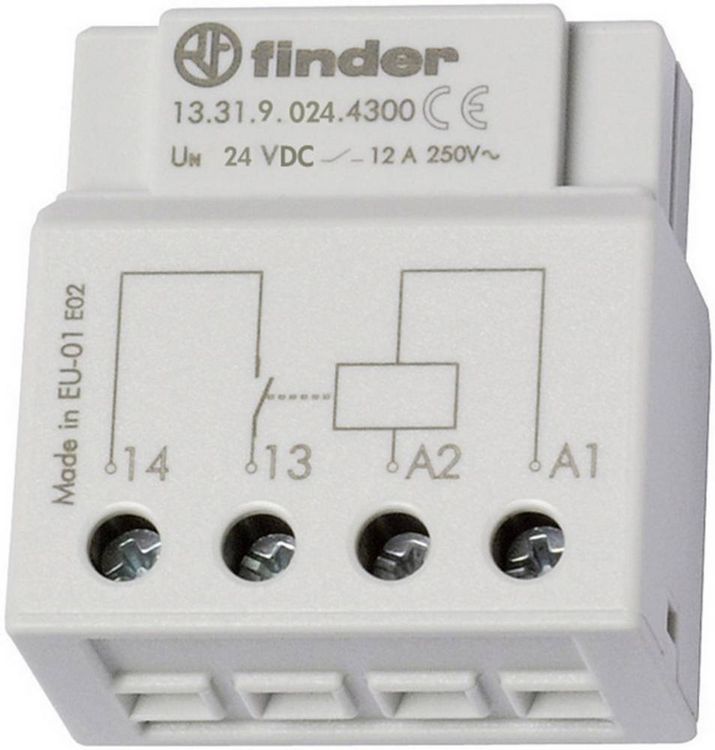 Produktbild: Schaltrelais Unterputz Finder 13.31.9.024.4300 1 Schlie&szlig;er 24 V/DC 12 A 1 St.