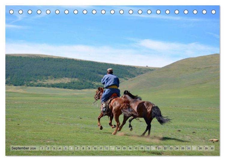 Produktbild: Pferde und Reiter der Mongolei (Tischkalender 2026 DIN A5 quer), CALVENDO Monatskalender