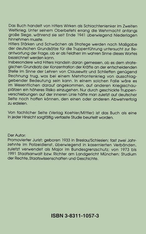 Produktbild: War Hitler ein Feldherr? Der Oberste Befehlshaber der Wehrmacht im zweiten Weltkrieg