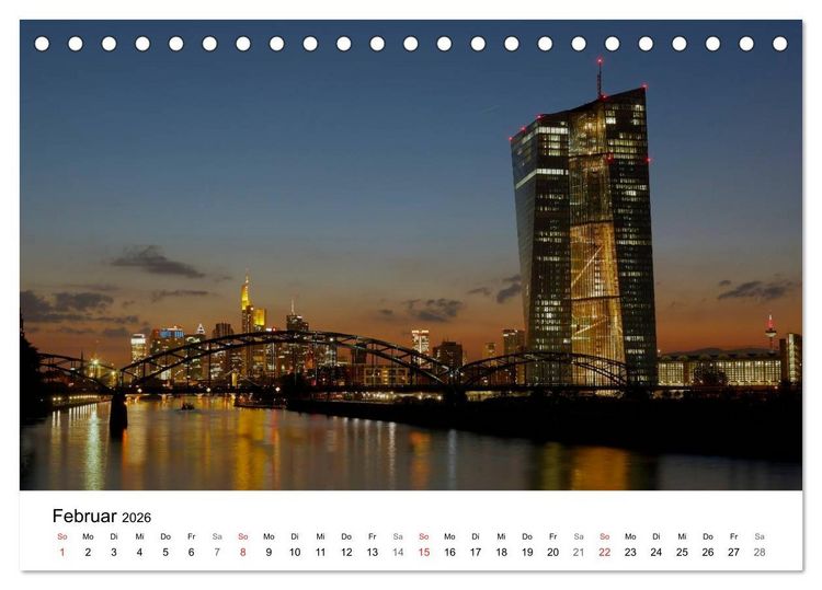 Produktbild: Frankfurt Skyline von Petrus Bodenstaff (Tischkalender 2026 DIN A5 quer), CALVENDO Monatskalender