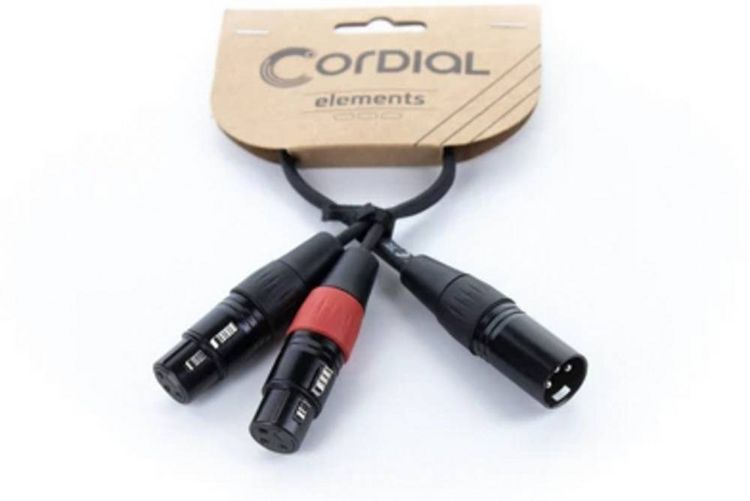 Produktbild: Cordial EY 0,3 MFF XLR Y-Adapter [1x XLR-Stecker 3 polig - 2x XLR-Buchse 3 polig] 0.30 m Schwarz