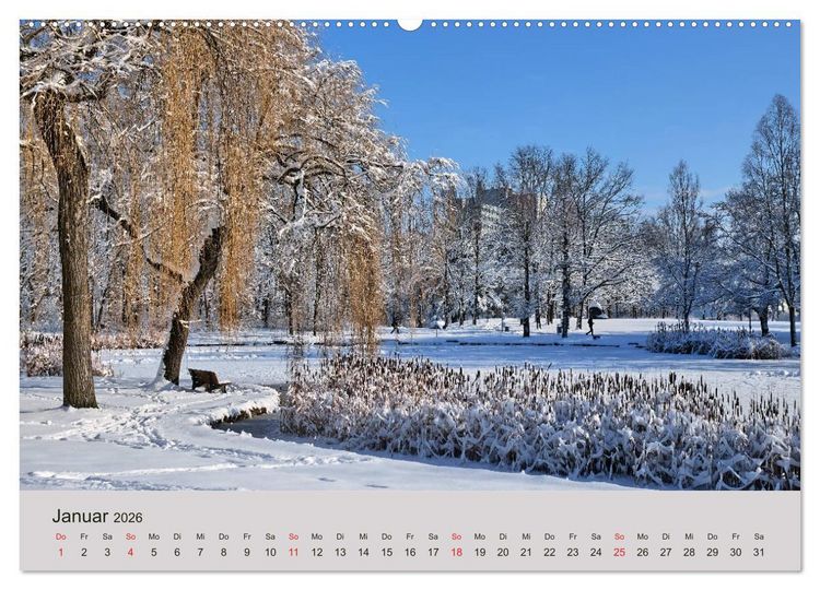 Produktbild: Stressfreie Zone! Parks und gr&uuml;ne Oasen in Augsburg (hochwertiger Premium Wandkalender 2026 DIN A2 quer), Kunstdruck in Hochglanz