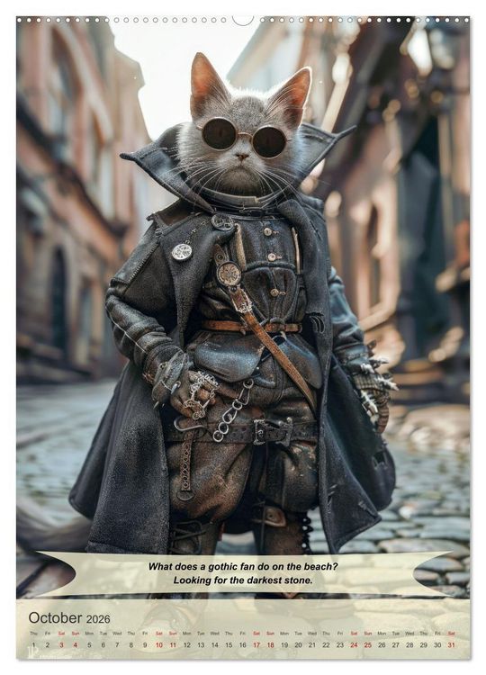Produktbild: Funny animals in gothic style (High Quality Premium Wall Calendar 2026 DIN A2 portrait),CALVENDO 12 Month Wall Calendar