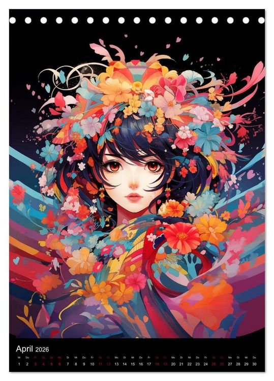 Produktbild: Manga Flower Girls (Tischkalender 2026 DIN A5 hoch), CALVENDO Monatskalender