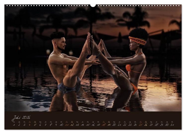 Produktbild: YogaPaare (hochwertiger Premium Wandkalender 2026 DIN A2 quer), Kunstdruck in Hochglanz