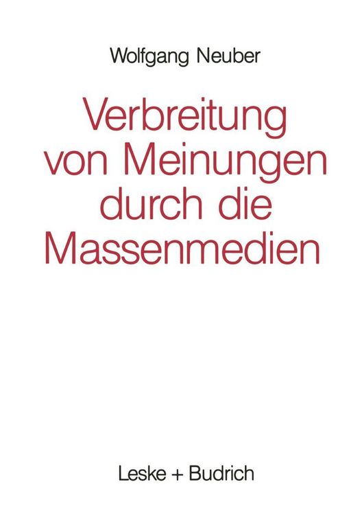 Produktbild: Verbreitung von Meinungen durch die Massenmedien