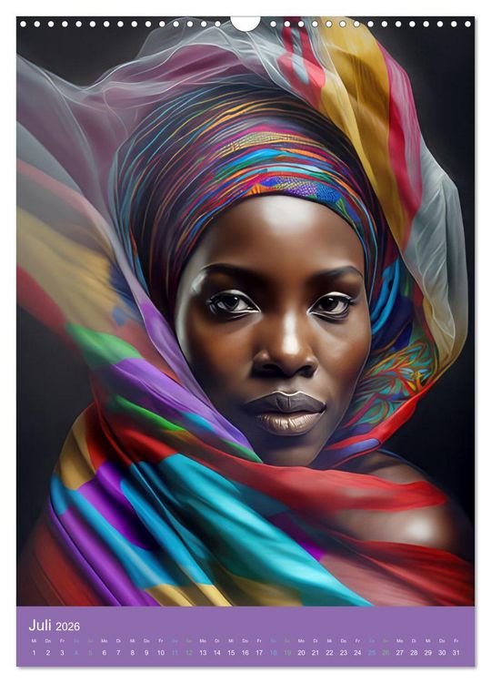 Produktbild: Afrikanische Frauen - Portraits im Stil der afrikanischen Kultur (Wandkalender 2026 DIN A3 hoch), CALVENDO Monatskalender