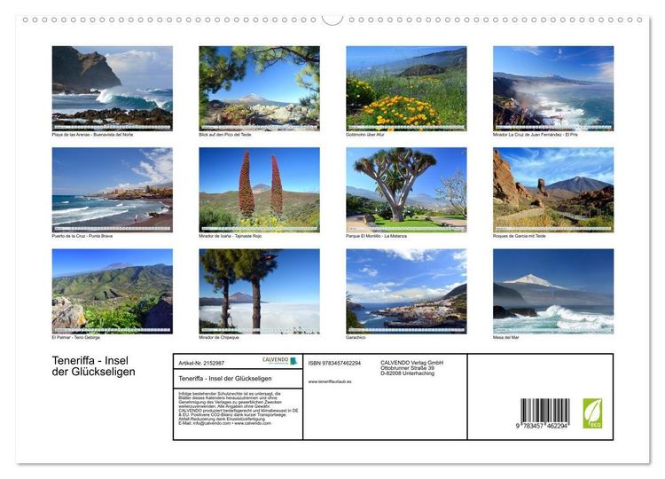 Produktbild: Teneriffa - Insel der Gl&uuml;ckseligen (hochwertiger Premium Wandkalender 2026 DIN A2 quer), Kunstdruck in Hochglanz