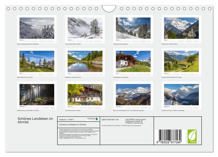 Produktbild: Sch&ouml;nes Landleben im Ahrntal (Wandkalender 2026 DIN A4 quer), CALVENDO Monatskalender