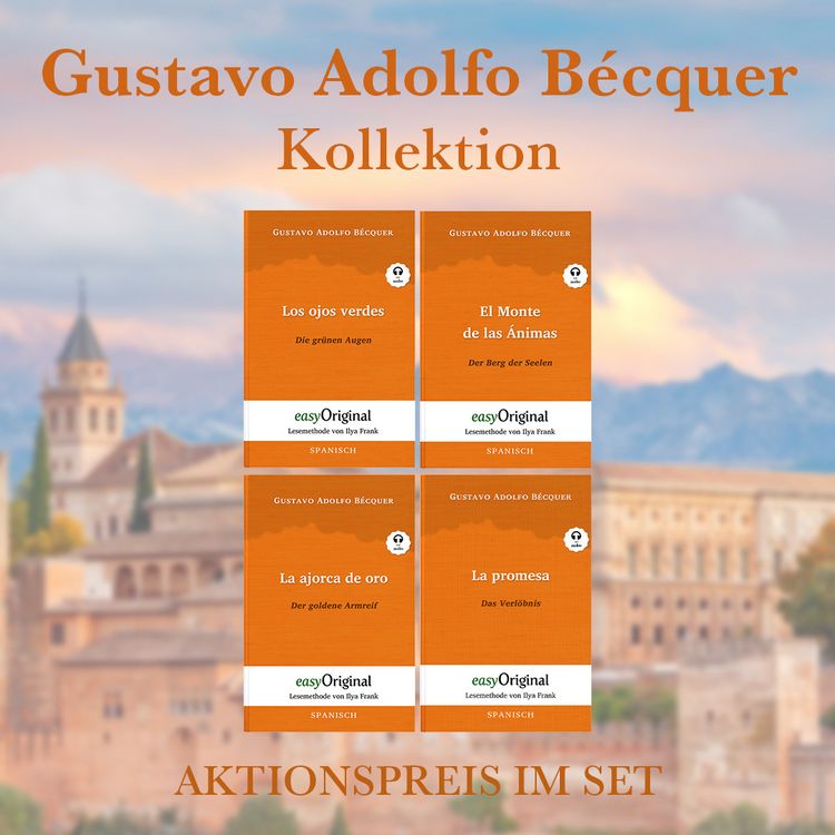 Produktbild: Gustavo Adolfo B&eacute;cquer Geschenkset - 4 B&uuml;cher (mit Audio-Online) + Marmortr&auml;ume Schreibset Basics