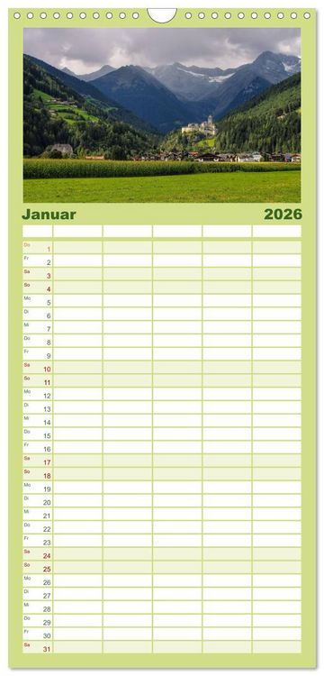Produktbild: Familienplaner 2026 - Pustertal - Das gr&uuml;ne Tal S&uuml;dtirols mit 5 Spalten (Wandkalender, 21 x 45 cm) CALVENDO