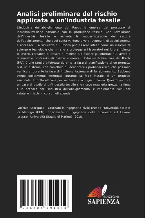 Produktbild: Analisi preliminare del rischio applicata a un'industria tessile