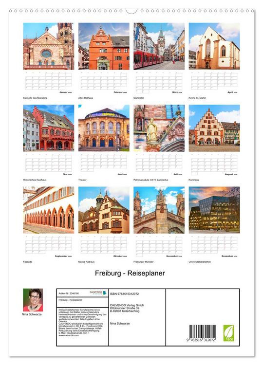 Produktbild: Freiburg - Reiseplaner (hochwertiger Premium Wandkalender 2026 DIN A2 hoch), Kunstdruck in Hochglanz