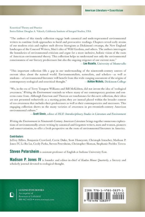 Produktbild: Writing the Environment in Nineteenth-Century American Literature