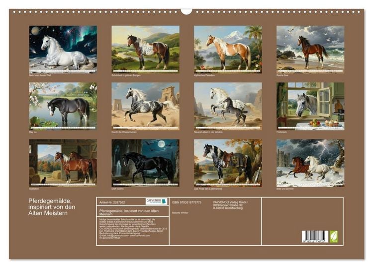 Produktbild: Pferdegem&auml;lde, inspiriert von den Alten Meistern (Wandkalender 2027 DIN A2 quer), CALVENDO Monatskalender