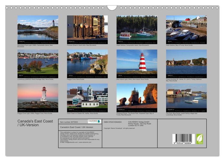 Produktbild: Canada's East Coast / UK-Version (Wall Calendar 2026 DIN A3 landscape), CALVENDO 12 Month Wall Calendar